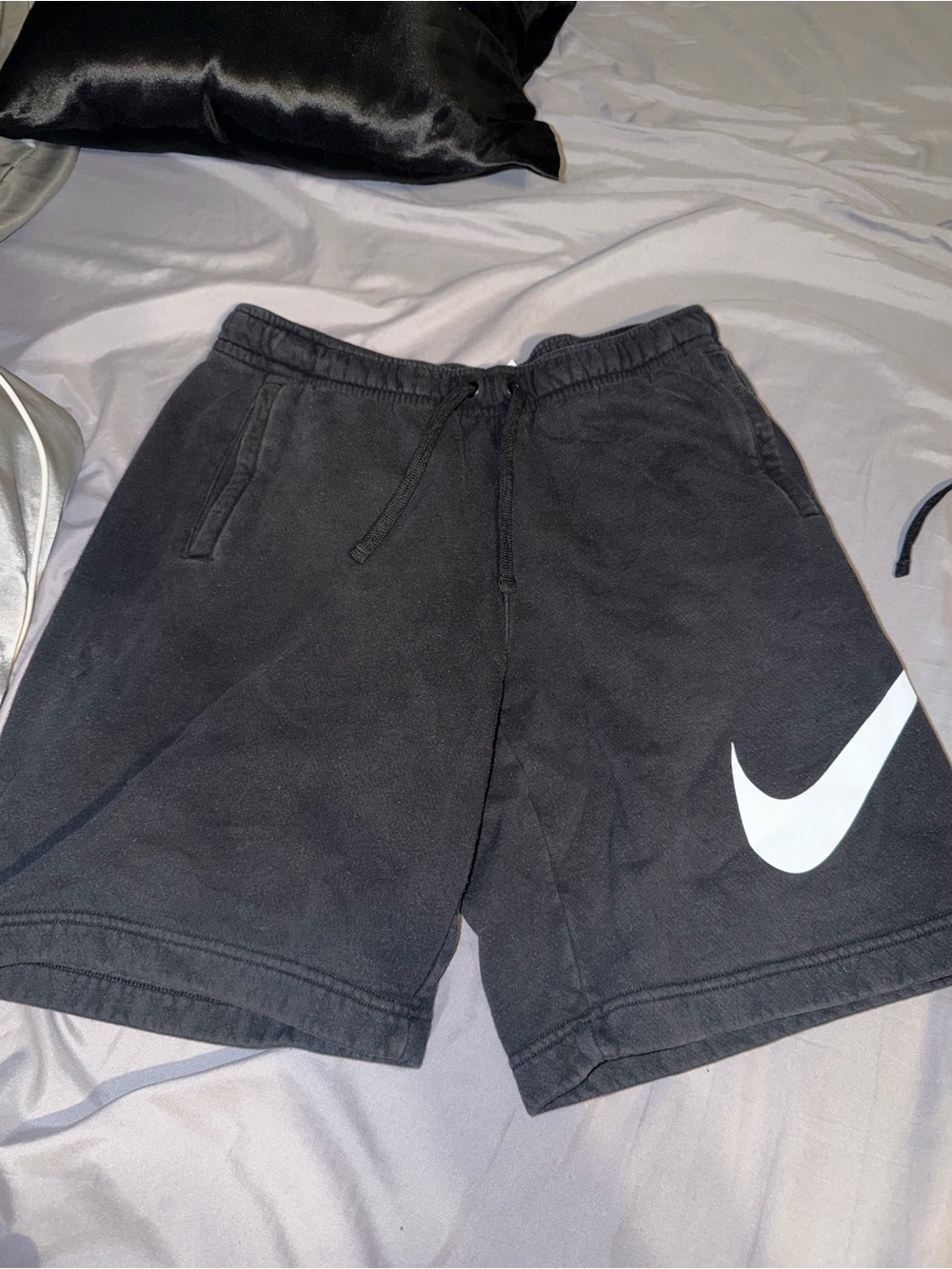 Nike Black Athletic Shorts with White Swoosh